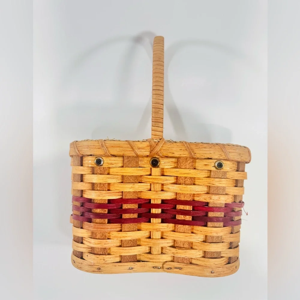 Handmade Wine Wicker Basket Holder & Picnic Caddy – Dual Bottle Carrier